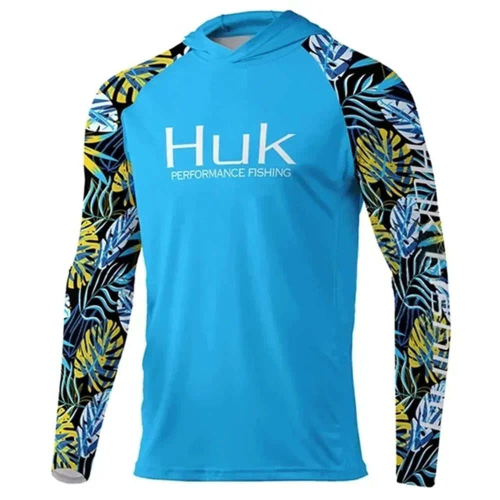 HUK Hooded Fishing Shirts Upf 50 Long Sleeve T Shirt Sun Protection Fishing Clothing Breathable Fishing Hoodies Camisa De Pesca