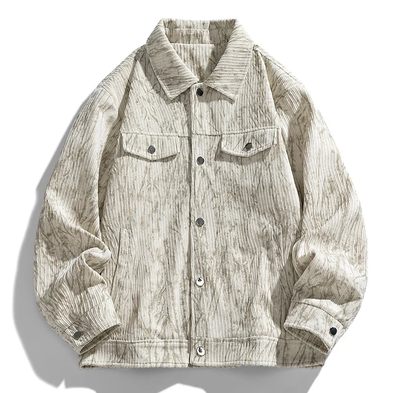 Windproof Fishing Jacket American Retro Lapel Flight Jacket Youth Jacket Fashionable Casual Versatile Top Coat Tie-dyed Workwear