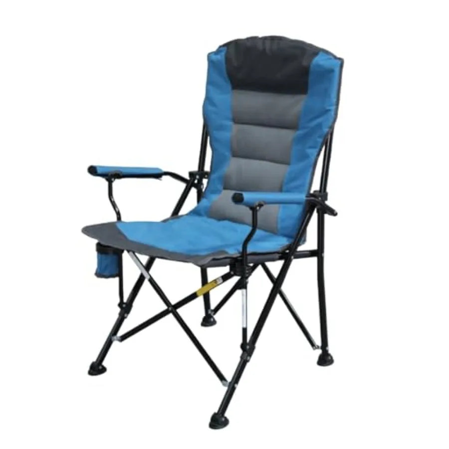 Portable Outdoor Camping Chair with Padded Seat and High Backrest Extra Wide Backrest and Armrests Cup Holder Foldable Design D