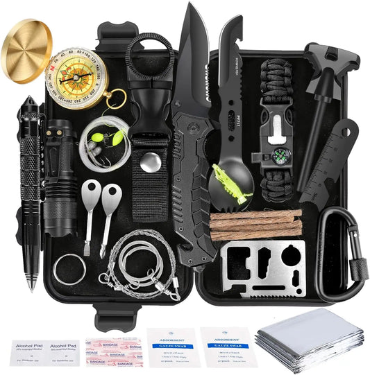 35-in-1 Survival Kit - First Aid & Outdoor Gear Gift for Men, Camping, Hiking, Hunting, Fishing