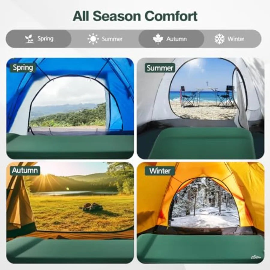 4-Season Camping Sleeping Pad with Electric Pump 3.15 Ultra-Thick Memory Foam Mattress and Pillow for Tent Car Travel Gray