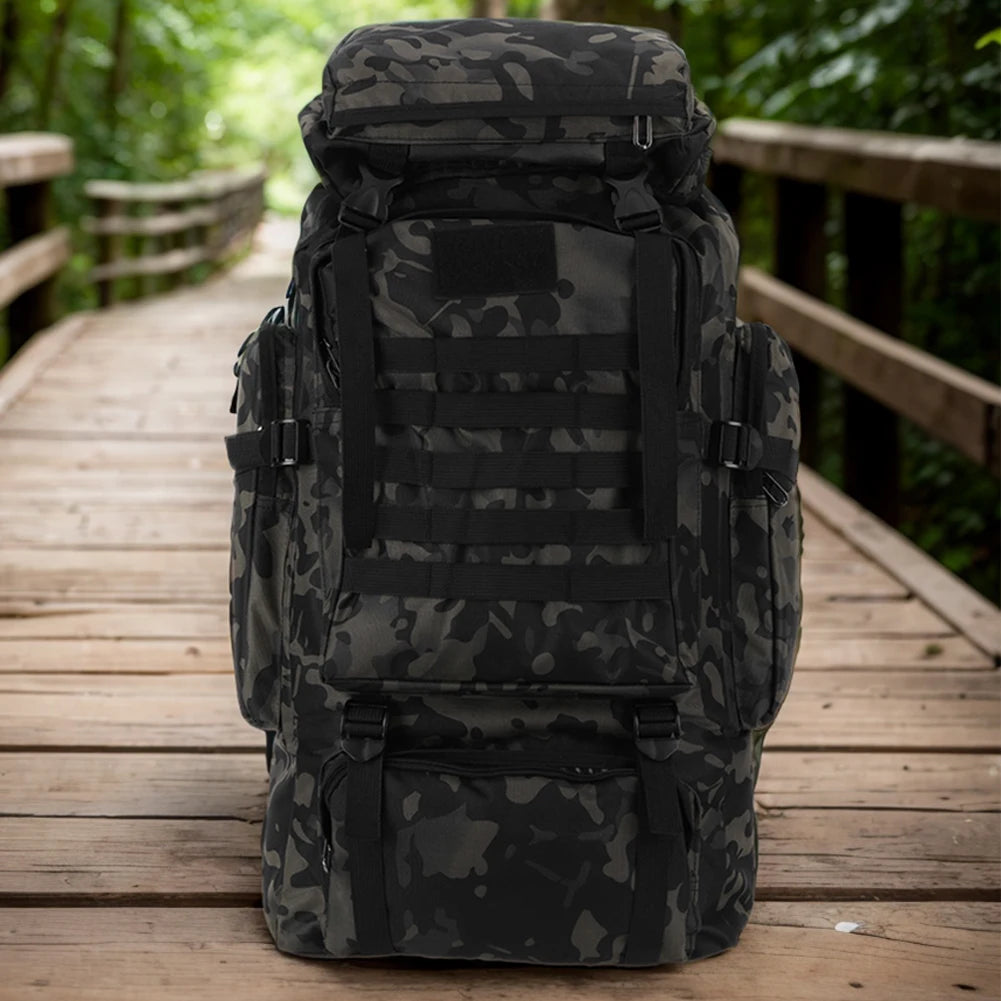 80L Mountaineering Backpack 600D Oxford Cloth Fishing Backpack Wear-Resistant Mountain Climbing Rucksack Travel Accessories