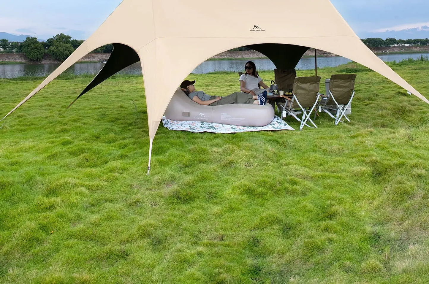 Mountainhiker Outdoor cat ear canopy tent blackout black rubber Waterproof Sun Shelters Camping 28㎡ Quick Setup Sunshade Awning