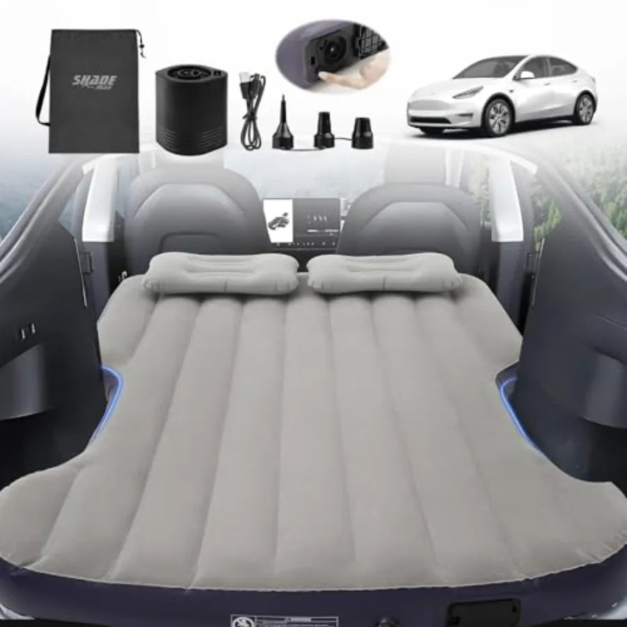 Self-Inflating Car Air Mattress for Tesla Model Y 2025 2024-2020 Juniper Outdoor Camping Air Bed with 2 Pillows Built-in Pump A