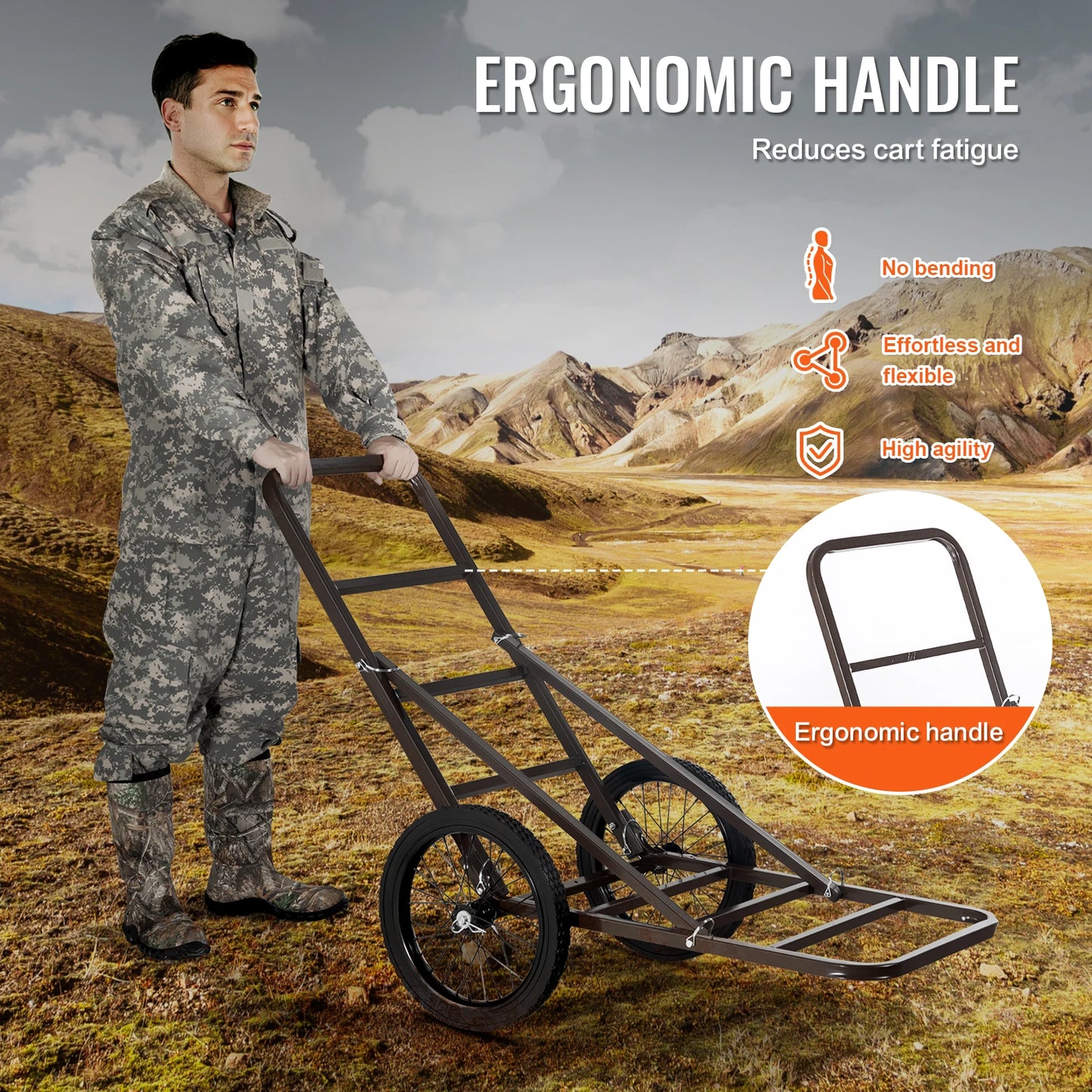 SucceBuy Deer Cart 300 LBS Capacity Folding Game Cart HeavyDuty Game Cart Accessories Utility Gear Dolly for Hunting Fishing