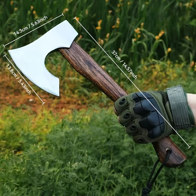 Hand Forged Viking Tomahawk Axe High Manganese Steel Camping Tree Cutting Tool Durable Outdoor Woodworking Firewood Logging Axe