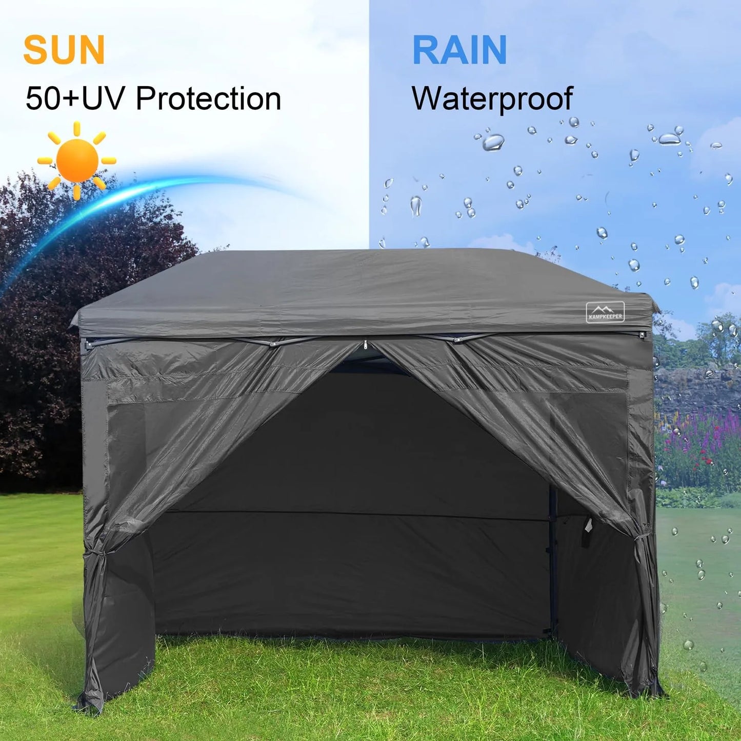 GazebosTent Cube 10x10 Converts Canopy into Spacious Camping Tent with Removable Walls Perfect for Outdoor Adventures and Easy