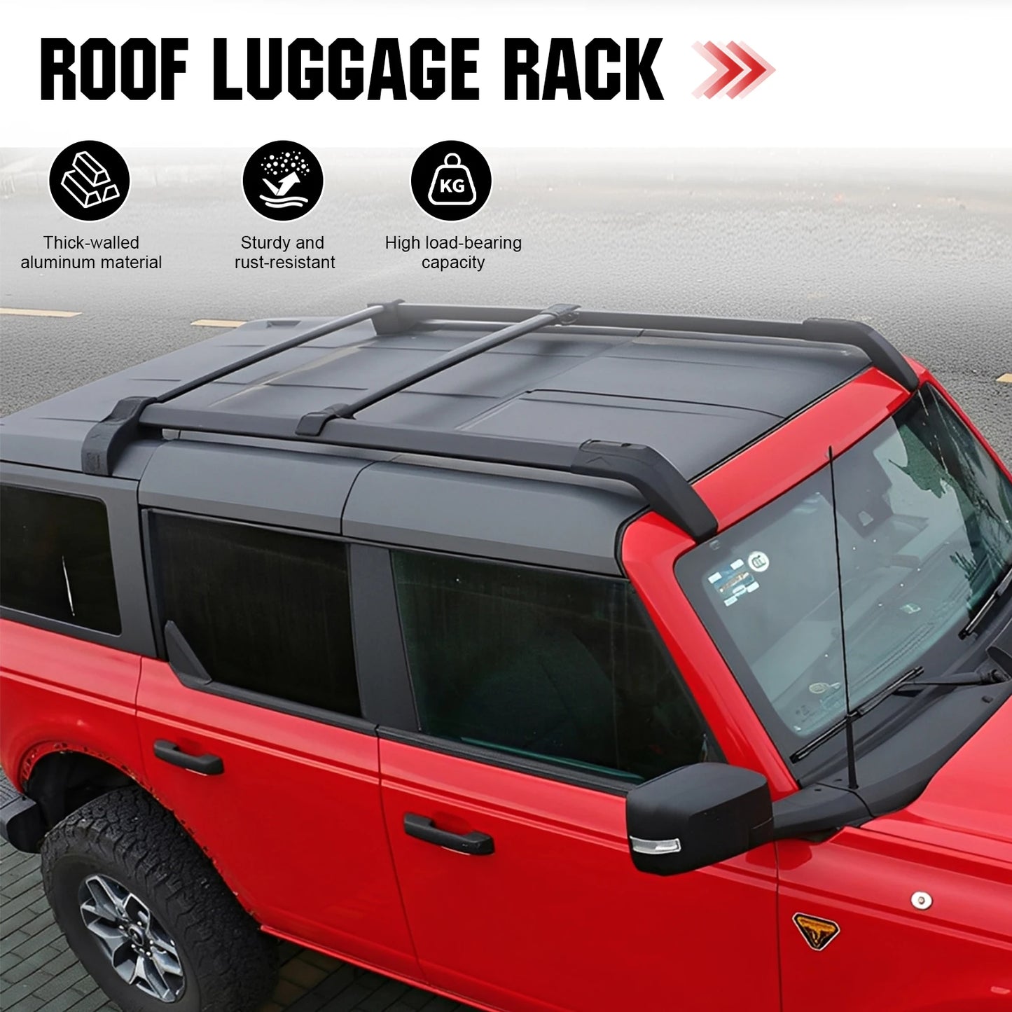 For Ford BRONCO Roof Expansion Platform Aluminum Alloy Vehicle Cross Bar Kit Lightweight Luggage Frame Modification