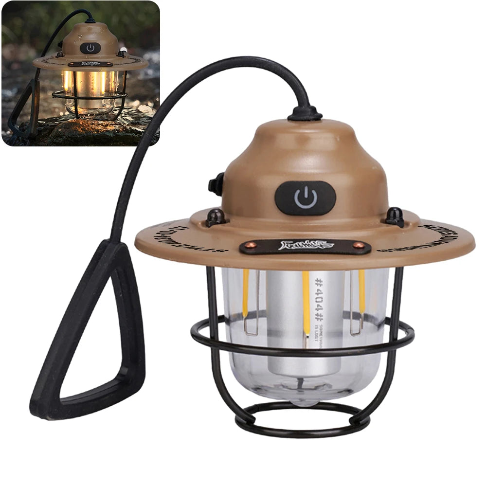 LED Camping Lantern Dimmable Camping Light 4 Light Modes Retro Camping Light Multifunction IPX4 Waterproof for Fishing Camping