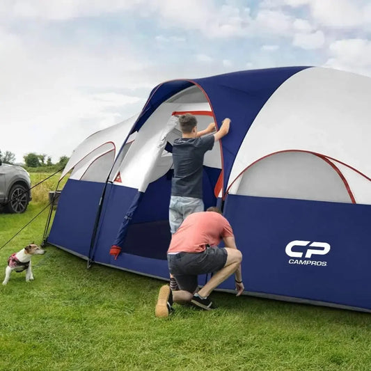 Tent 8 Person Camping Tents, Weather Resistant Family Tent, 5 Large Mesh Windows, Double Layer, Divided Curtain for Separated