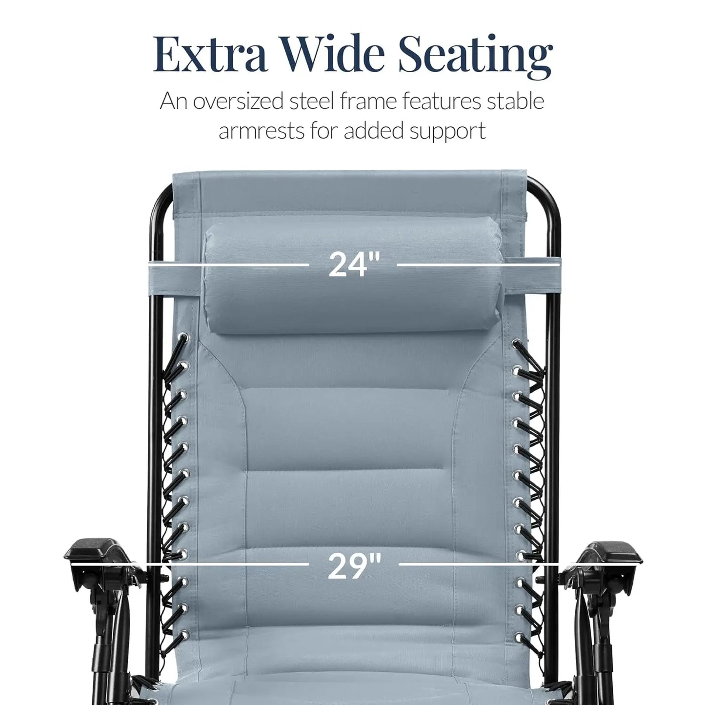 Oversized Padded Zero Gravity Chair, Folding Outdoor Patio Recliner, XL Anti Gravity Lounger for Backyard, Customized