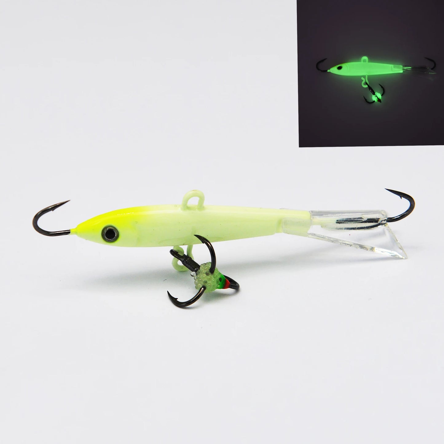 Ice Fishing Lures with Glide Tail Wings Winter Ice Jigging Fishing Jigs for Bass Perch Walleye Pike Bluegill Vertical Jigs