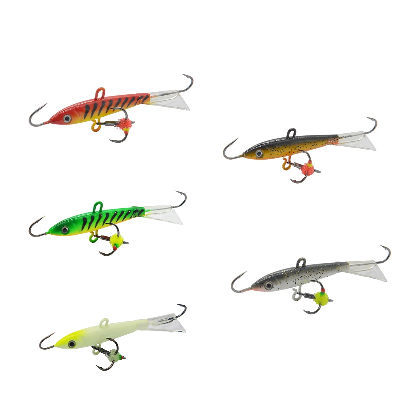 Ice Fishing Lures with Glide Tail Wings Winter Ice Jigging Fishing Jigs for Bass Perch Walleye Pike Bluegill Vertical Jigs