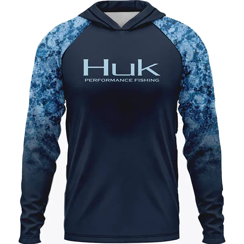 HUK Fishing Long Sleeve UPF 50 Hood Sun Protection Uv T-shirt Clothing Breathable Angling Jacket Men Fishing Wear ShirtsTop