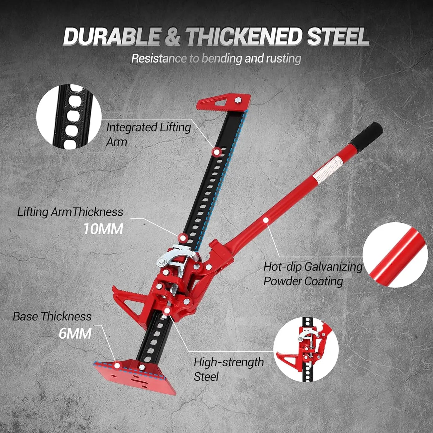 33" Farm Jack 3 Ton Heavy Duty - 7000LB Capacity, Ratcheting Lift 5.12-25.39", Hi Lift Jack Off Road for Truck SUV Tractor