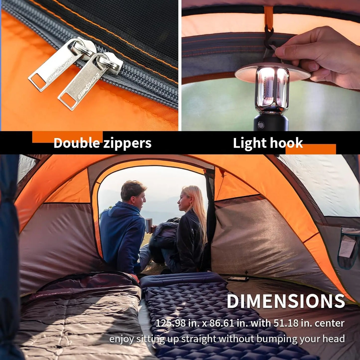 Instant Pop Up Camping Tent,6 Person, Easy Setup Tent, Water Resistant Dome, Portable with Carry Bag