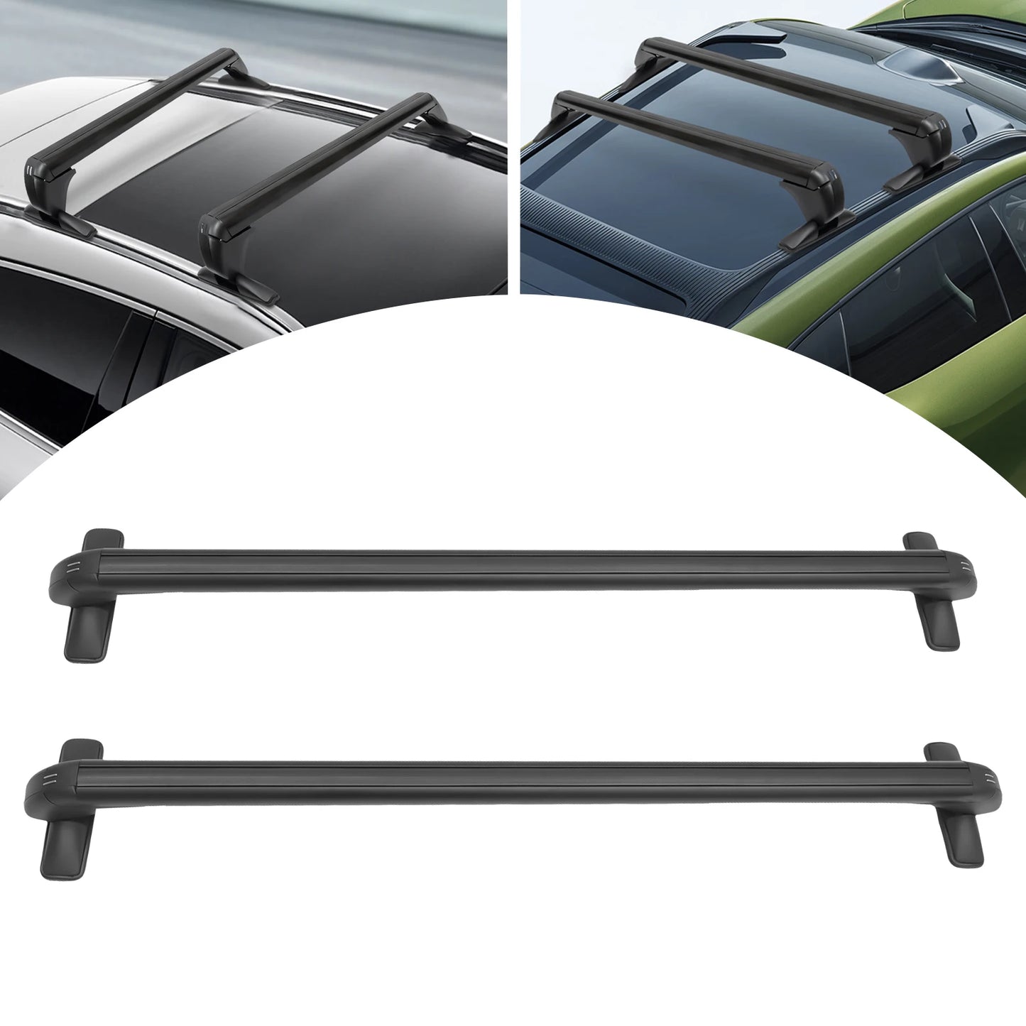 2Pcs 43.3"-44.88'' Universal Aluminum Car Cross Bar Luggage Rack Anti-Theft Design for Most Vehicle Without Roof Side Rail