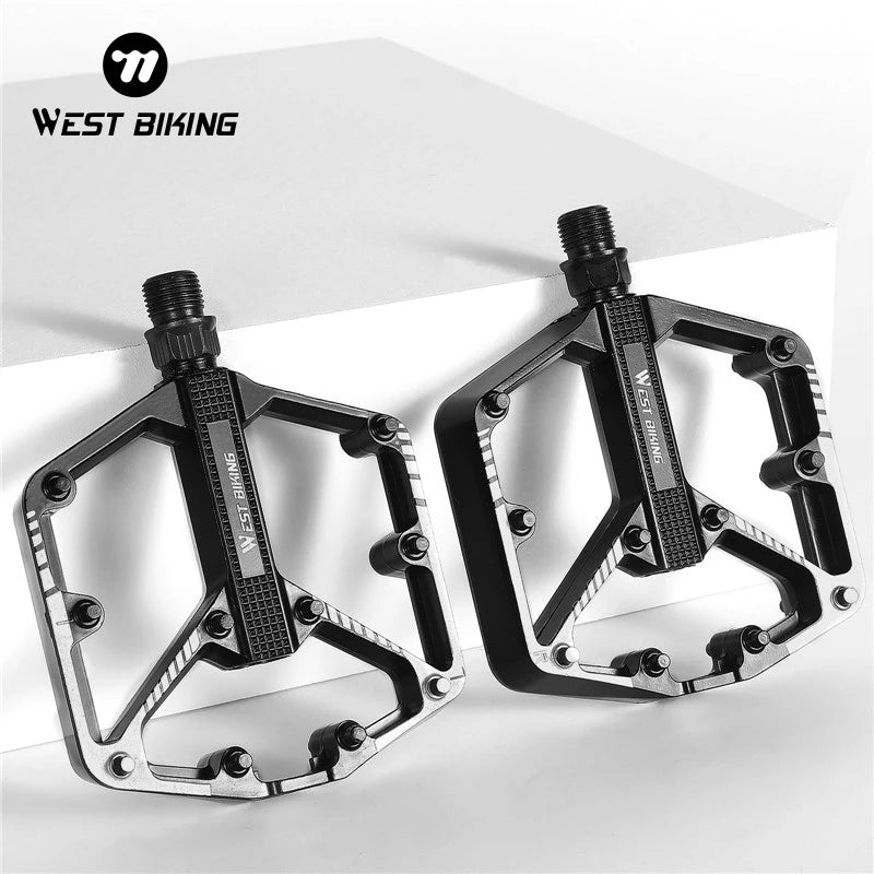 WEST BIKING Bicycle Pedals Sealed DU Bearing Nonslip Pedal Mountain Road Bike Cycling Alloy MTB Pedal Bicycle Accessories