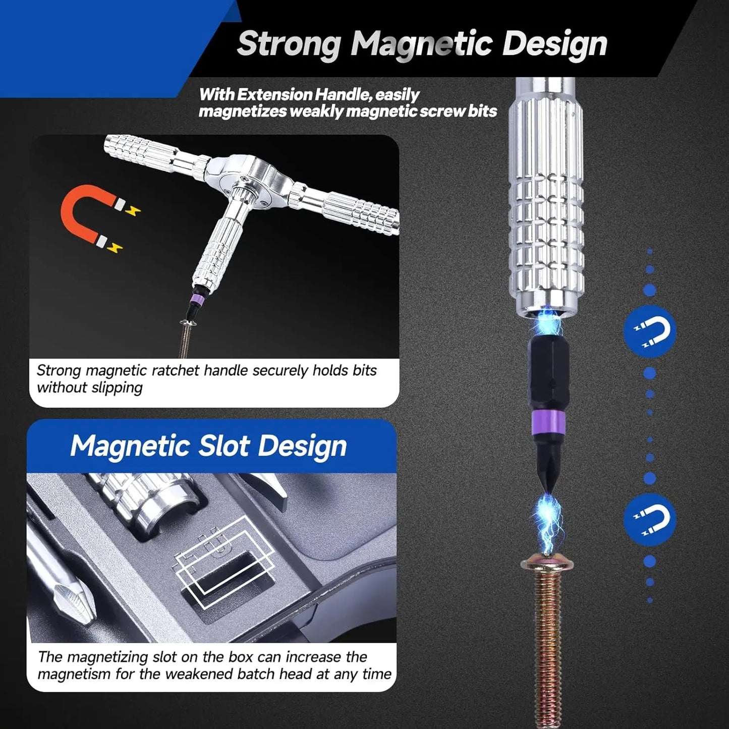 40-in-1 Magnetic Screwdriver Set with Ratcheting Handle & 38 Bits, Portable MultiTool for DIY, Furniture, Bicycle Repair