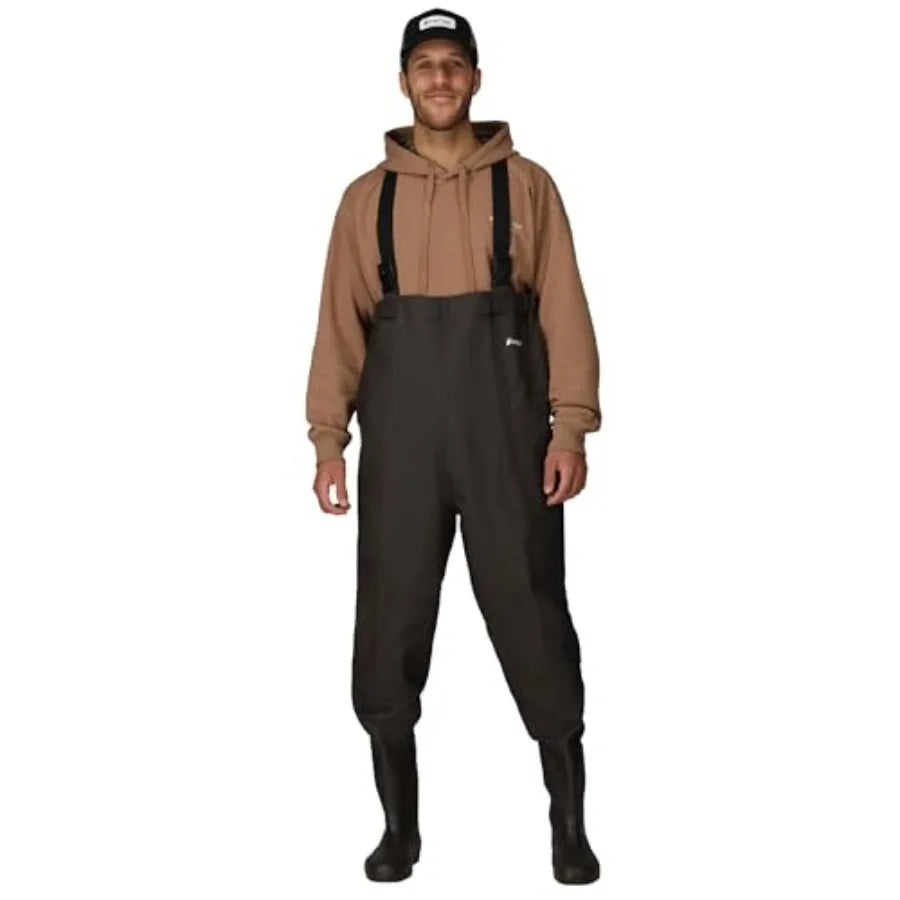 Men's Rana II PVC Waterproof Fishing Boot Feet Chest Wader for Fishing in Black with Durable Material and Enhanced Grip