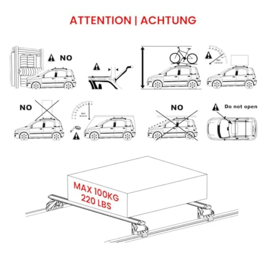 Roof Rack Cross Bars for Hyundai Santa Fe 2013-2018 Heavy Duty Lockable 220Lbs Aluminium Silver 2Pcs fits Cargo Carriers Kayak