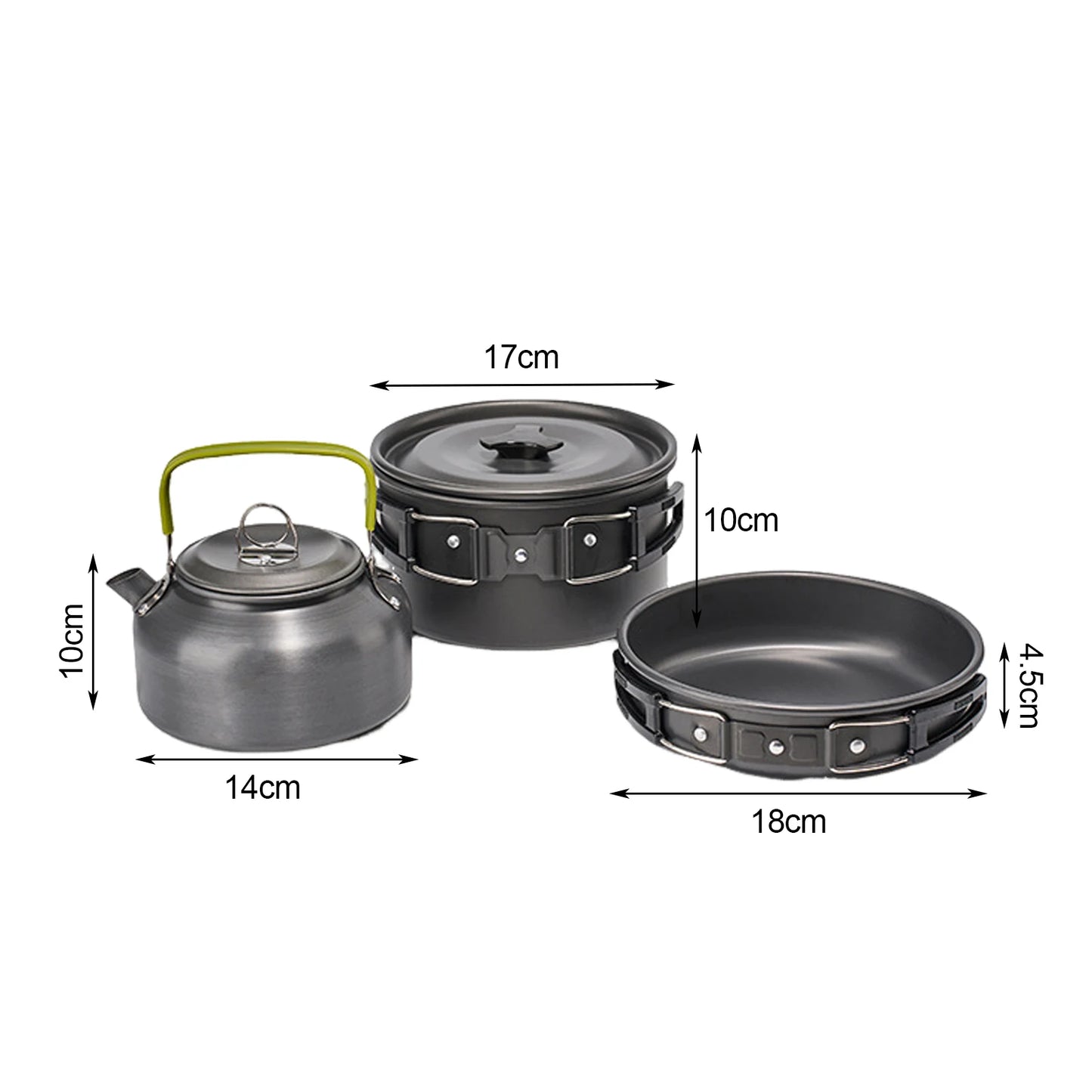 10Pcs/Set Camping Cookware Kit with Folding Pan Pot Kettle Spoon Bowl 2-3 Person Outdoor Backpacking Hiking Portable Cookware