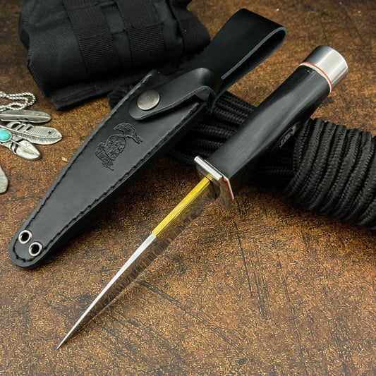 New Small Survival Fixed Blade Knife 9Cr13Mov Blade Ebony Handle Outdoor Knife Utility Knife Portable Cutting Knife with Sheath