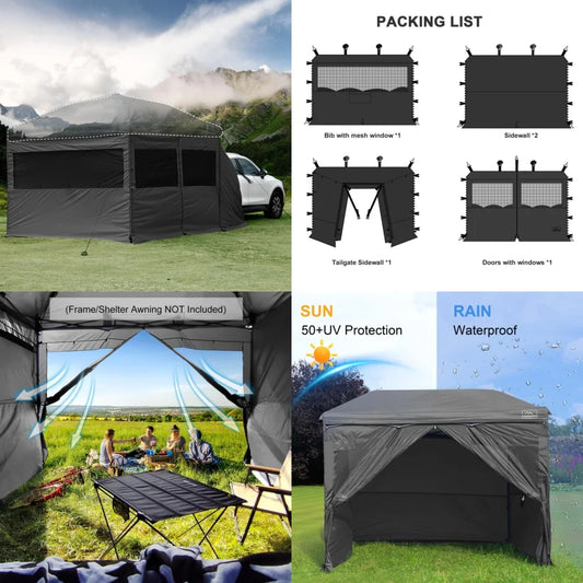 GazebosTent Cube 10x10 Converts Canopy into Spacious Camping Tent with Removable Walls Perfect for Outdoor Adventures and Easy