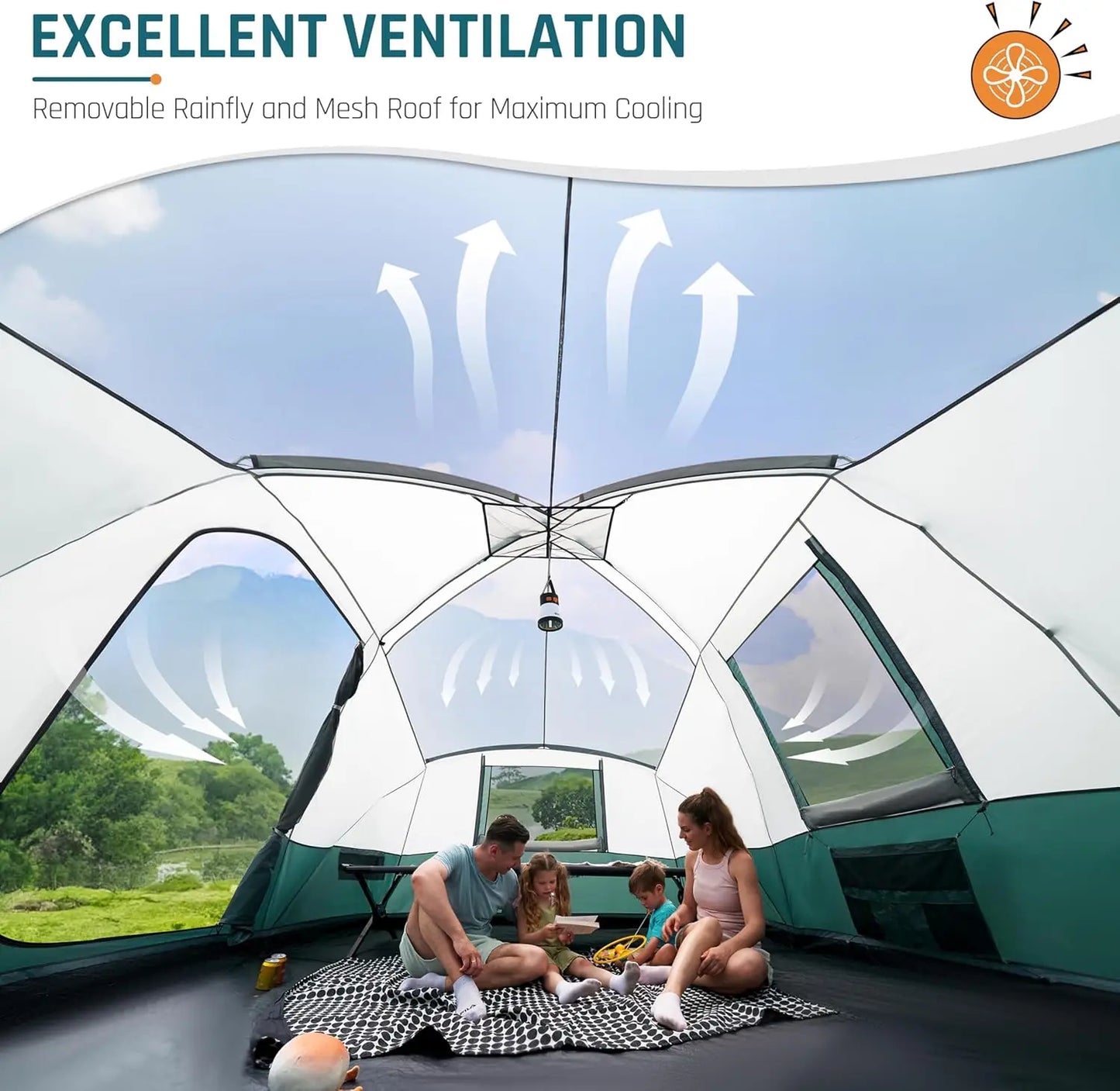 8-11 Person Family Camping Tent with Porch, Waterproof Large Dome Tent for Outdoor Adventures