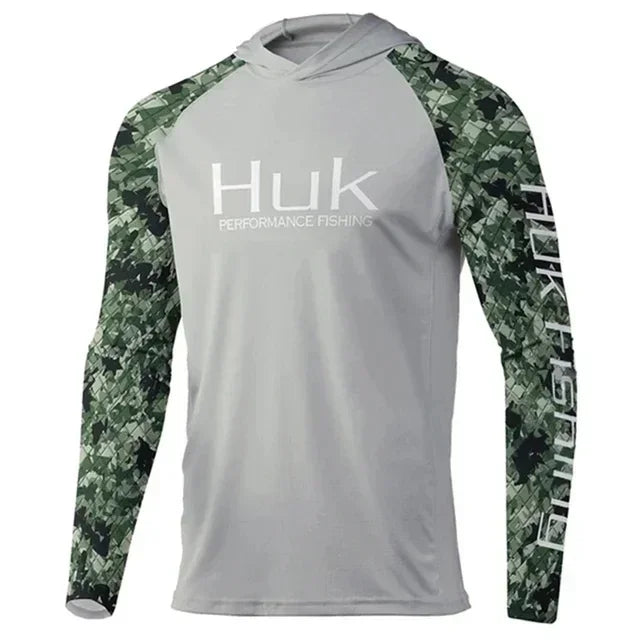 HUK Hooded Fishing Shirts Upf 50 Long Sleeve T Shirt Sun Protection Fishing Clothing Breathable Fishing Hoodies Camisa De Pesca