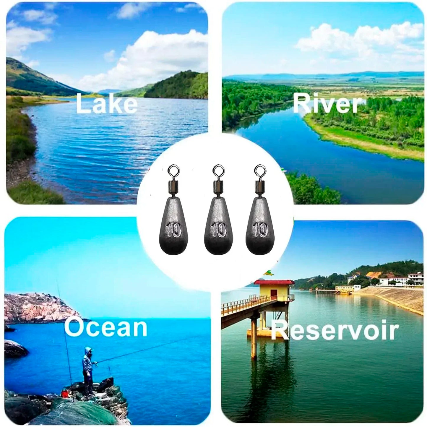 10pcs/lot Fishing Weight Sinker 3.5g 5g 7g 10g 14g 20g Water Drop Weights Fishing Tackle Accessories