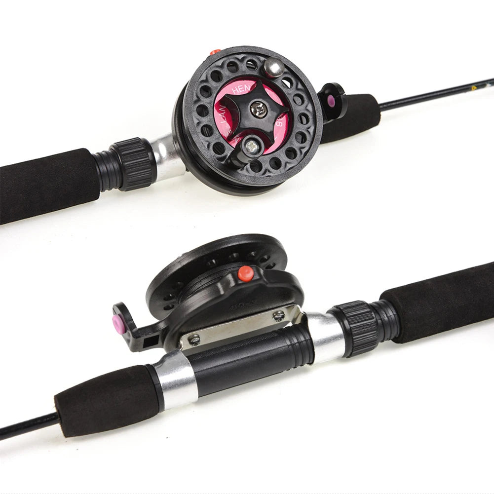 Ice Winter Fishing Rod With Reel Outdoor Folded Mini Feeder Telescopic Spinning Ice Fishing Rod Pole Fishing Reel Wheel Set