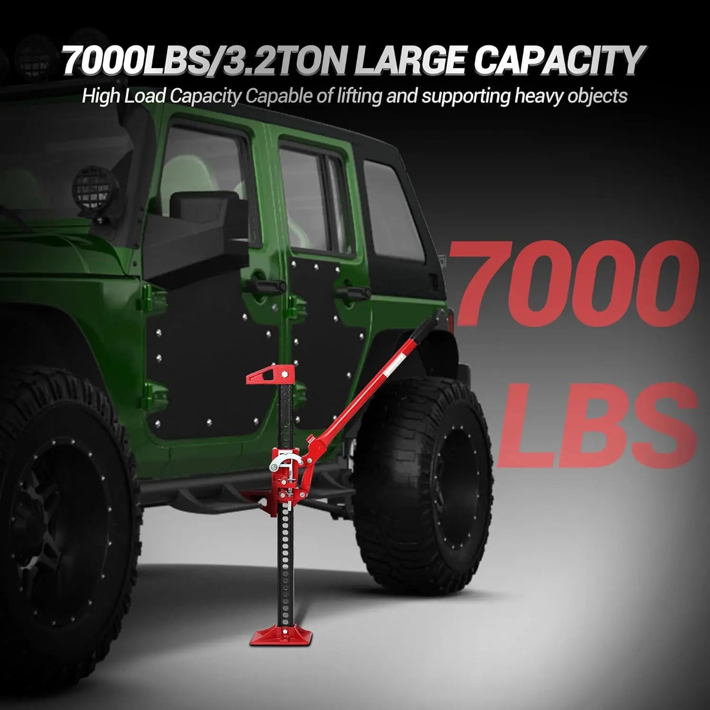 33" Farm Jack 3 Ton Heavy Duty - 7000LB Capacity, Ratcheting Lift 5.12-25.39", Hi Lift Jack Off Road for Truck SUV Tractor