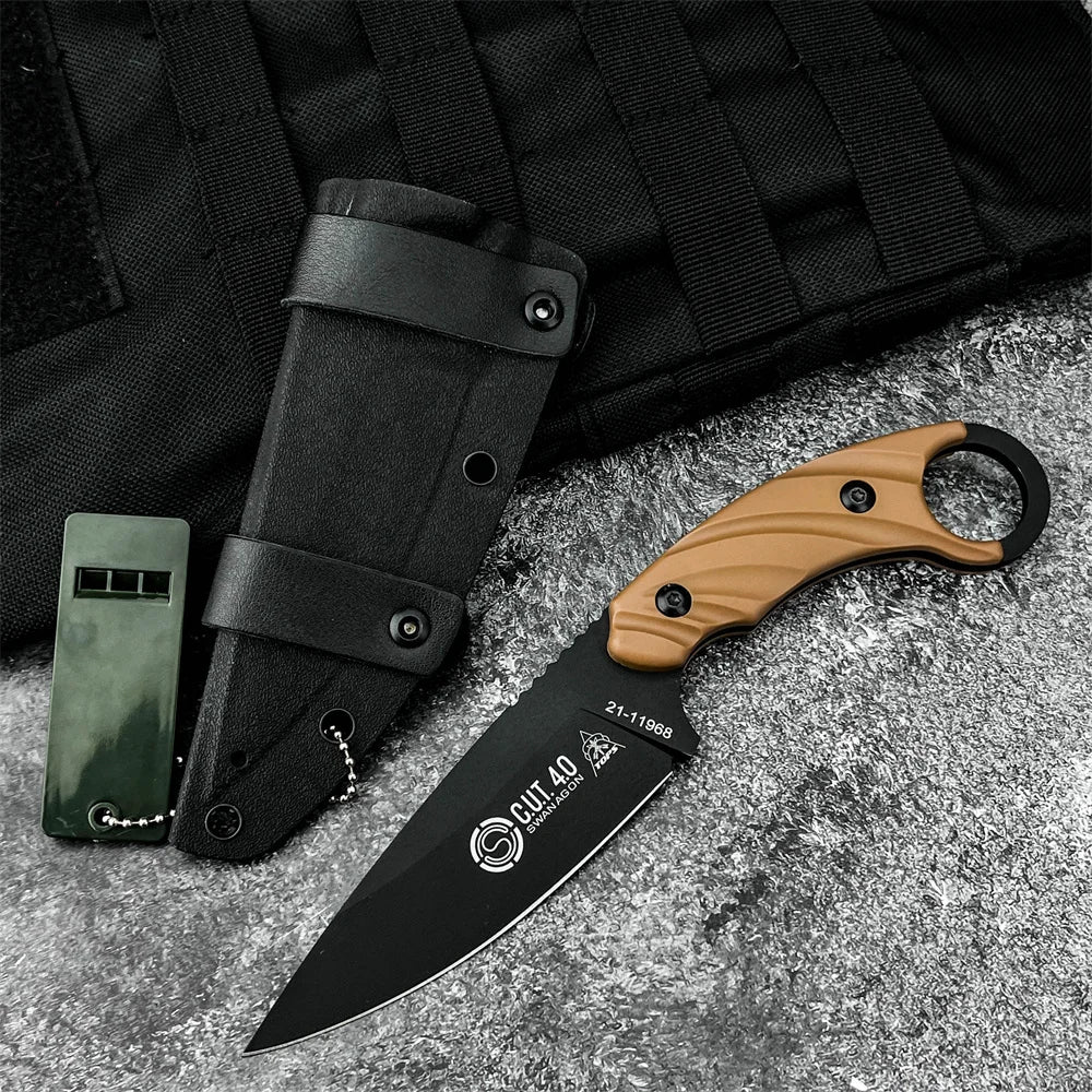 TOPS Knives C.U.T. Fixed Blade Knives with Kydex Sheath Outdoor Multi-purpose Survival Camping Fishing Full Tang Utility Tools