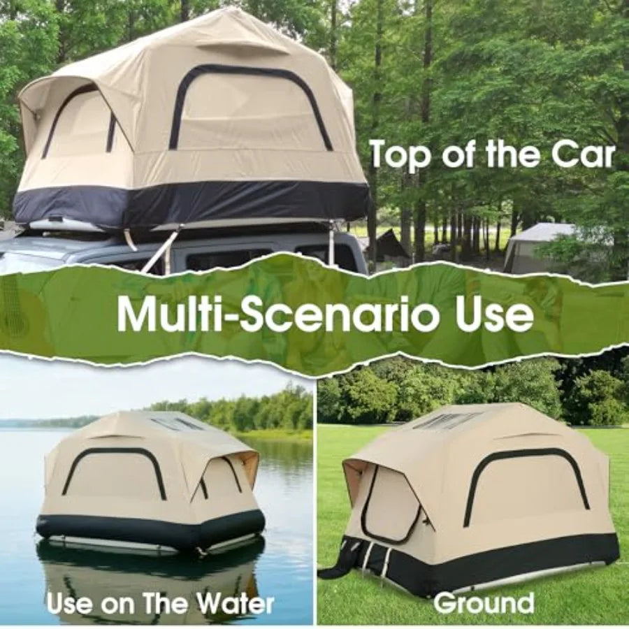 Inflatable Rooftop Tent for Car Truck 2 Person Roof Tent with Waterproof 300D Fabric Windproof Design for Overlanding and Outdo