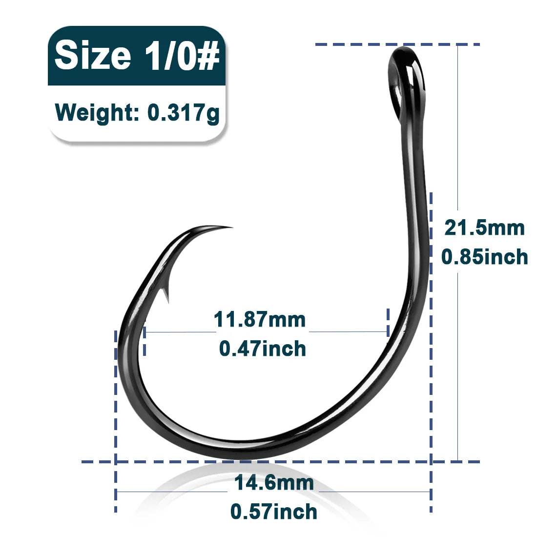 Inline Circle Hooks Saltwater Fishing Catfish Hook 25~100Pcs Wide Gap Non-Offset Circle Hook for Bass Walleye Crappie Freshwater