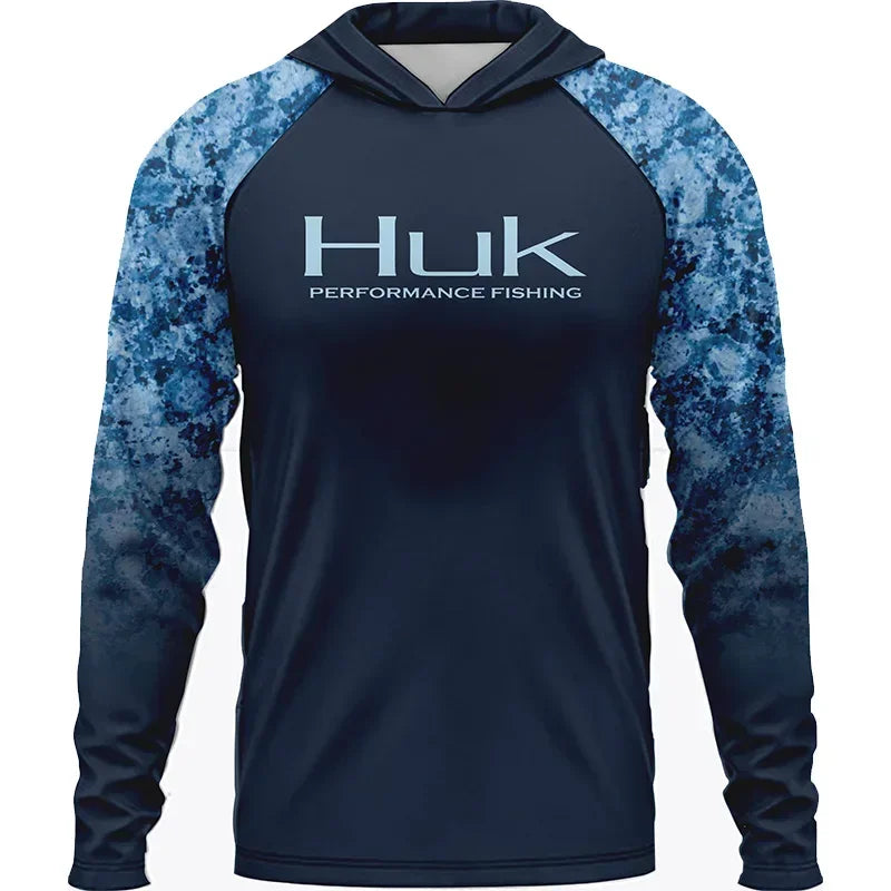 HUK Fishing Long Sleeve UPF 50 Hood Sun Protection Uv T-shirt Clothing Breathable Angling Jacket Men Fishing Wear ShirtsTop