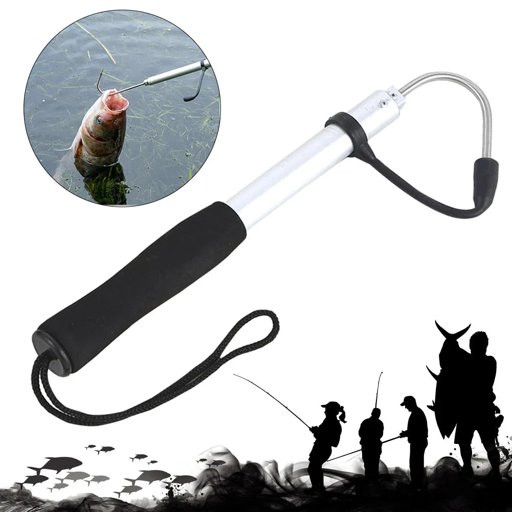 Ice Fishing Spear Hook with Barbs Scalable Fish Grip Metal Portable Fish Gaff for Outdoor Sea Boat Ice Fishing