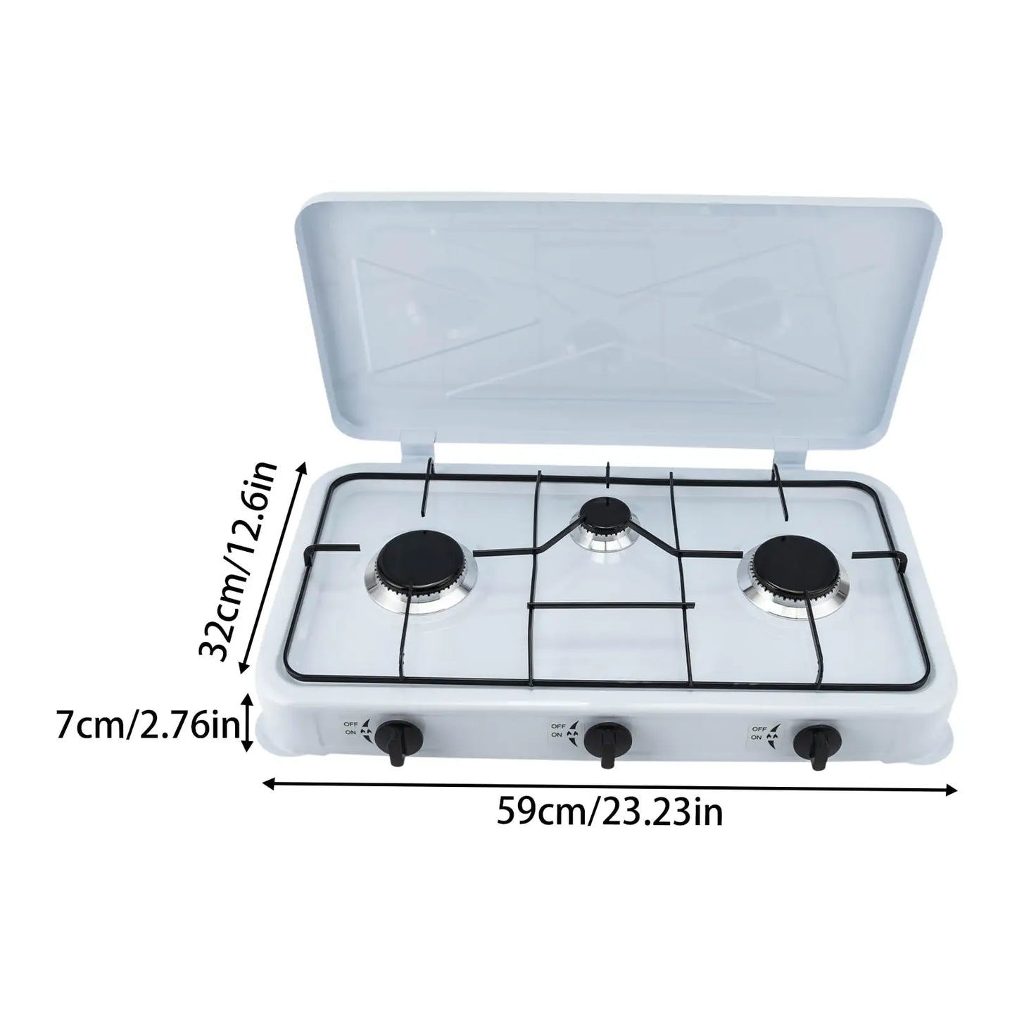 Dyrabrest 3 Burner Portable Propane Gas Stove 24 Inch Lpg Camping Cooking Cooktop Heavy-Duty Burners with Hose for Outdoor Grill
