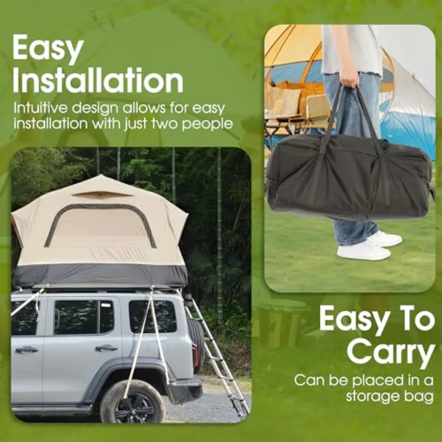Inflatable Rooftop Tent for Car Truck 2 Person Roof Tent with Waterproof 300D Fabric Windproof Design for Overlanding and Outdo