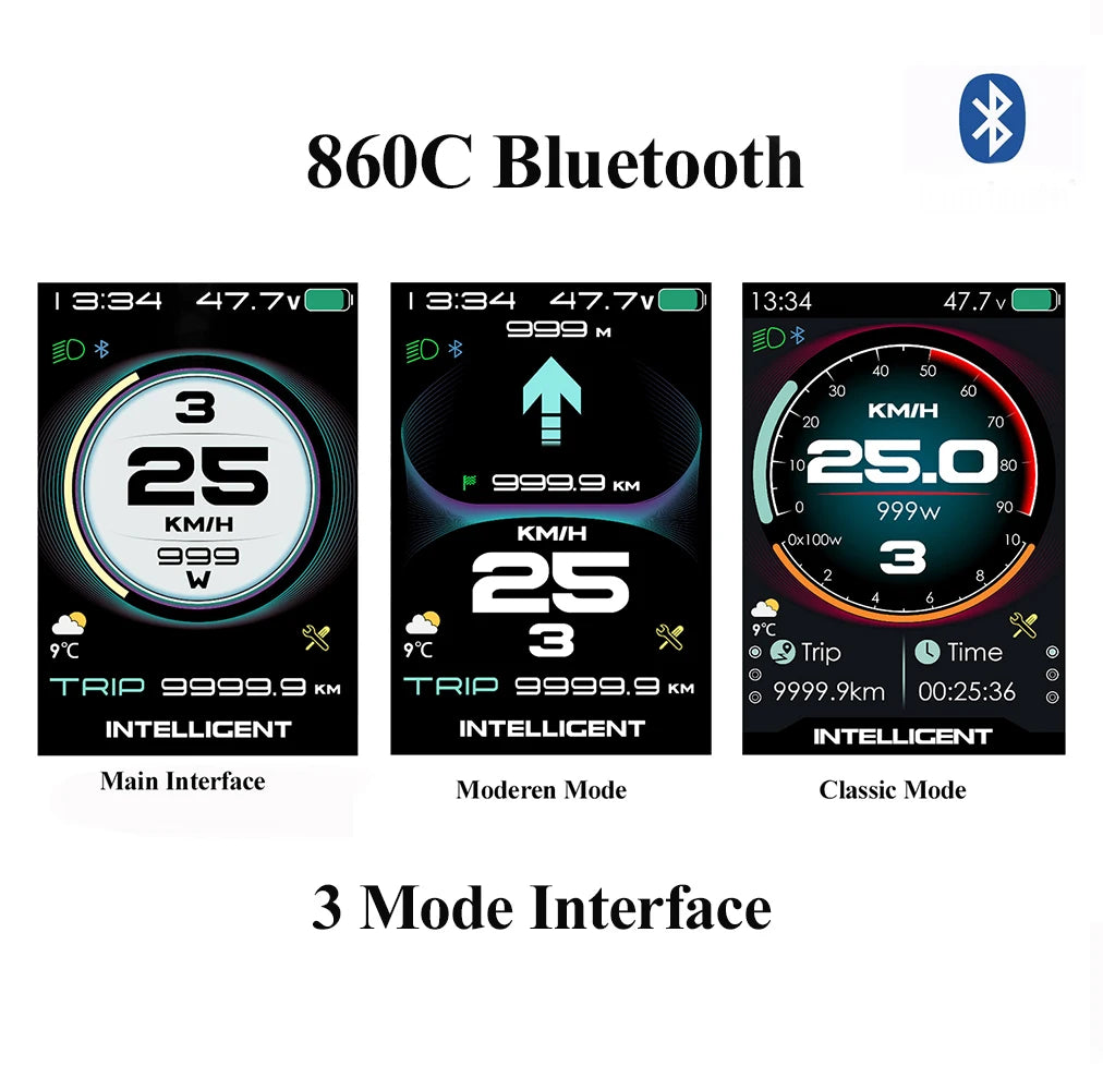 Bafang LCD Color Display Instrument 36V 48V 52V P860C 860C P850C 600C C965 DPC18 BF-UART Protocol Bluetooth 750W Motor E-bike