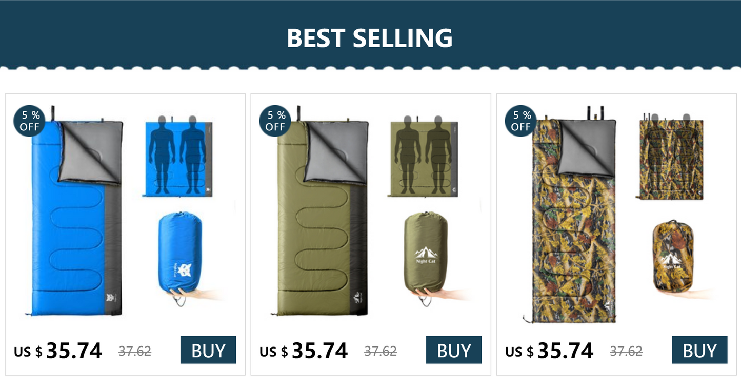 Camping Sleeping Bag Portable Lightweight Hiking Travel Outdoor 1-2 Person, 2x6 Feet