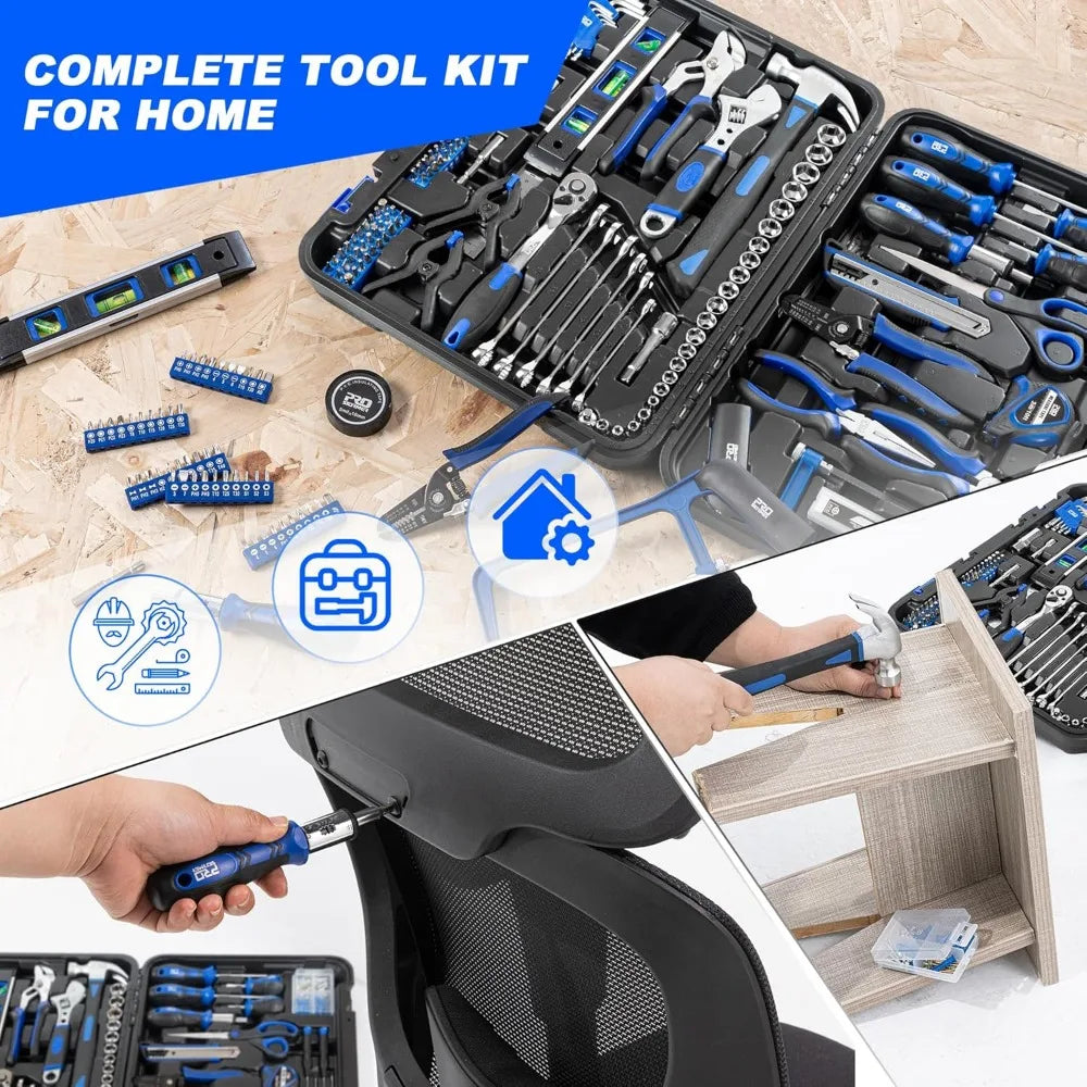 259-Piece Complete Tool Kit with Storage Box for Home and Car Repairs, Portable DIY Hand Tool Set