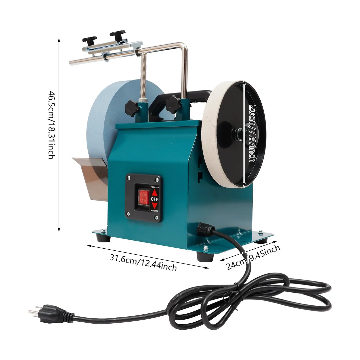 Electric Knife Sharpener for Kitchen and Woodworking Wet Stone Grinder with 10 Inch 220 Grit Wheel and Leather Strop