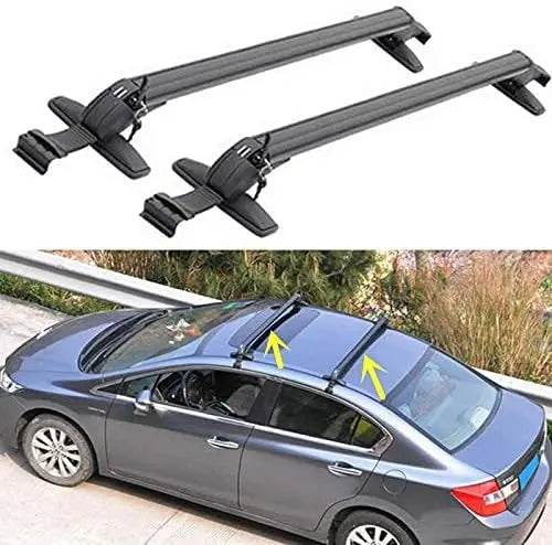 2Pcs 43.3"-44.88'' Universal Aluminum Car Cross Bar Luggage Rack Anti-Theft Design for Most Vehicle Without Roof Side Rail