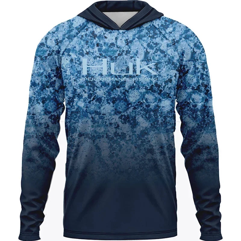 HUK Fishing Long Sleeve UPF 50 Hood Sun Protection Uv T-shirt Clothing Breathable Angling Jacket Men Fishing Wear ShirtsTop