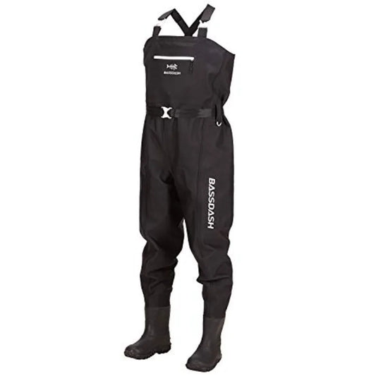 3D Boot Feet Game Wader Ultra High Strength Nylon PVC Fishing Hunting Chest Waders for Men in Black with Waterproof and Durable