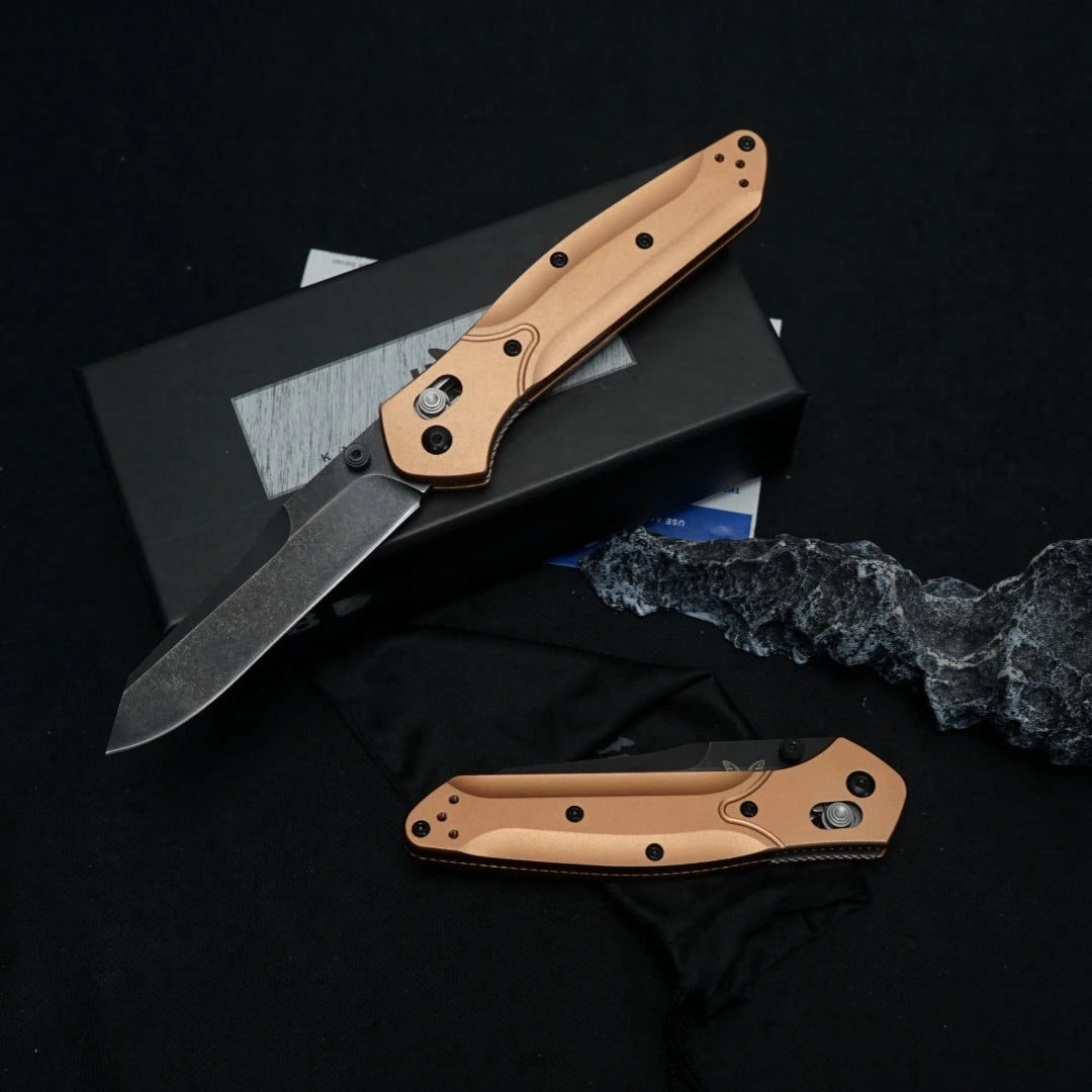 New 940 rose gold folding knife, wilderness survival camping hiking pocket knife, a gift for boyfriend and father，collector