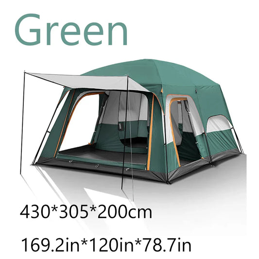 Large Family Tent 8-12 Person 2 Room Windproof with Sun Protection Mosquito Net, Instant Setup Outdoor Camping Tent for 4 Season