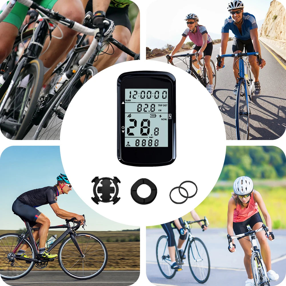 Wireless Bicycle Computer 2.4 Inch Screen GPS Bike Speedometer with Backlight Cycling Odometer Rechargeable Bike Accessories